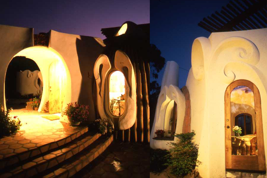 House at night.