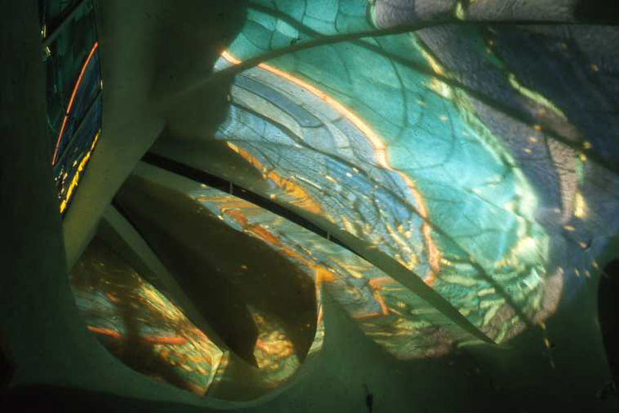 La Jolla Guest House stained glass reflection.