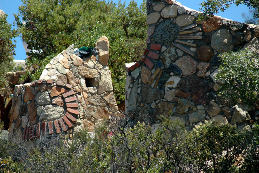 Mosaic stone wall.