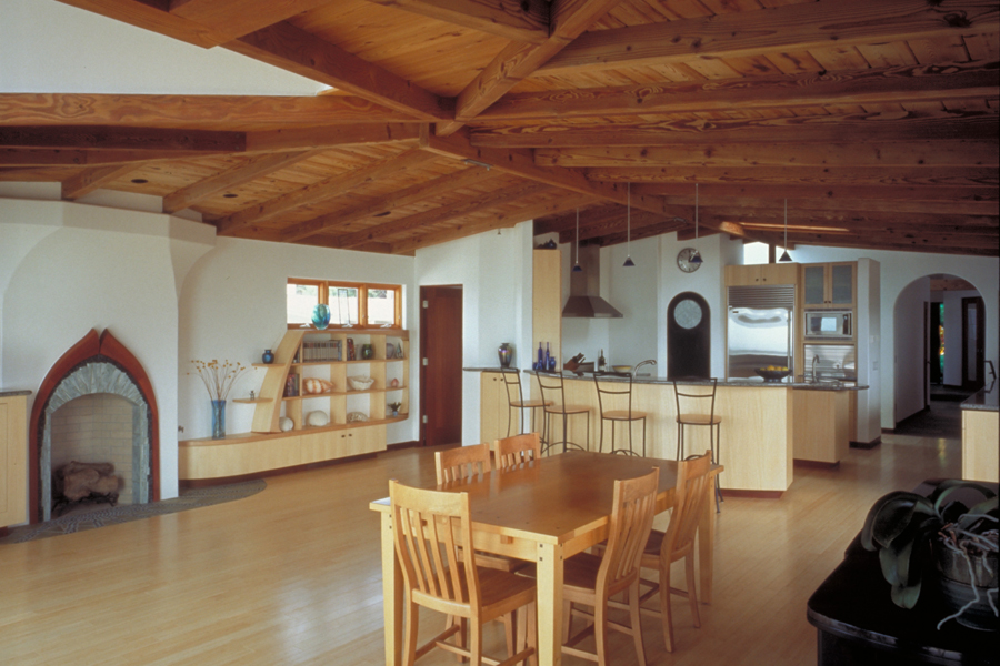 Open plan dining area and kitchen. Photo by Melinda Holden.