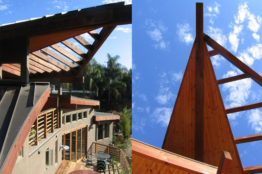 Indoor-outdoor living with canyon and ocean views. / Roof ridge. Photos by Juergen Zierler.