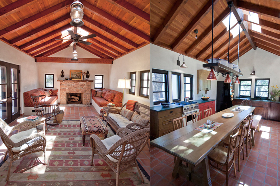 Rancho Alegria - La Fonda Living Room. / LaFonda Kitchen. Photos by Lori Brooks.