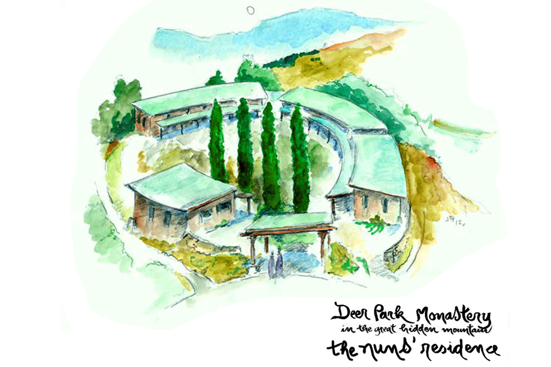 Nuns' Residence. Watercolor by James Hubbell.